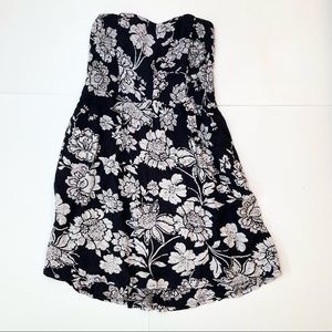 Navy Floral Strapless Hollister Dress
